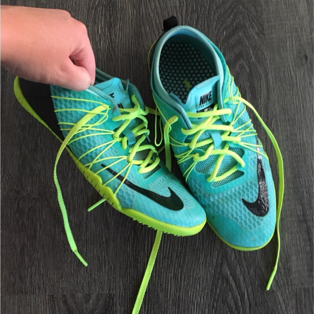 Nike free Cross bionic Teal and Neon Green Sneakers